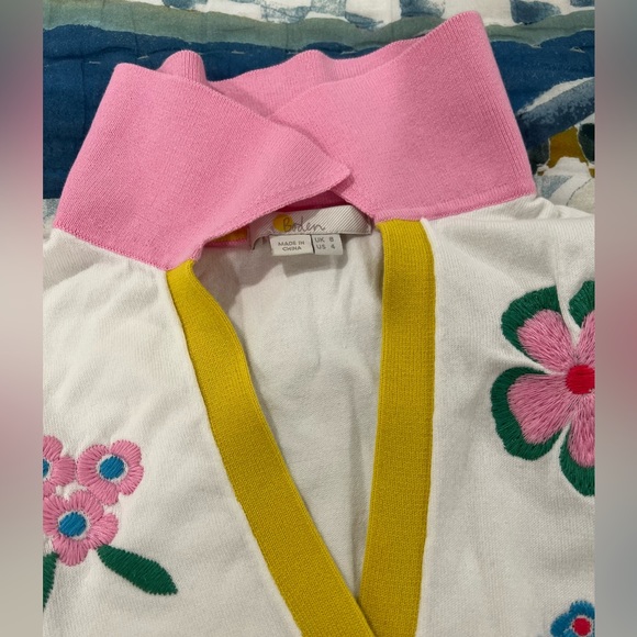 Boden Embroidered Pop Collar Sweater - Picture 3 of 5